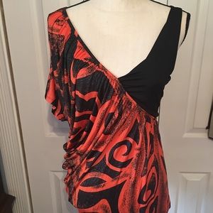 Orange and black blouse